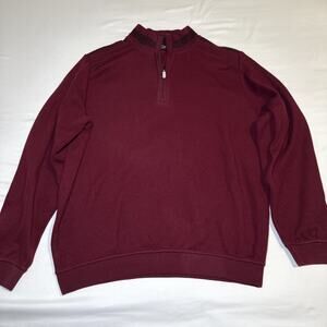 ST. CROIX Sweater Maroon Long Sleeve Cotton Blend Sz M Mens USA 1/4 Zip EUC